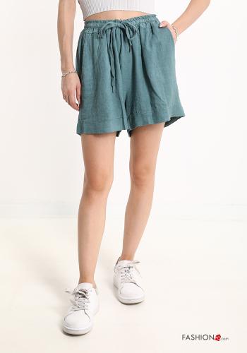 Linen Shorts with pockets with bow - ph 1