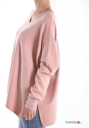 Sweater with v-neck with rhinestones - ph 3