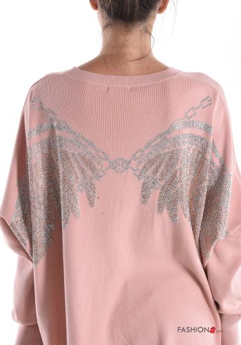 Sweater with v-neck with rhinestones - ph 4