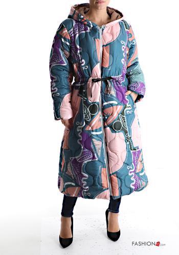 Piumino Fantasia artistica con zip con tasche con cappuccio