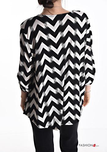 Tunica Fantasia chevron maniche a tre quarti scollo a V con zip - ph 2