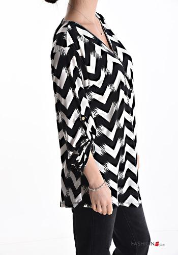 Tunica Fantasia chevron maniche a tre quarti scollo a V con zip - ph 3