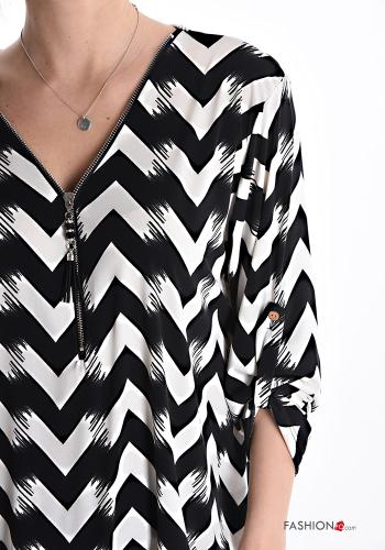 Tunica Fantasia chevron maniche a tre quarti scollo a V con zip - ph 4
