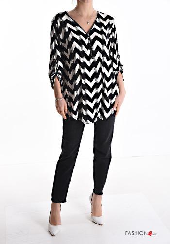 Tunica Fantasia chevron maniche a tre quarti scollo a V con zip - ph 5
