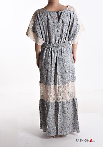 Abito in Cotone pizzo lungo Fantasia floreale con bottoni - ph 2