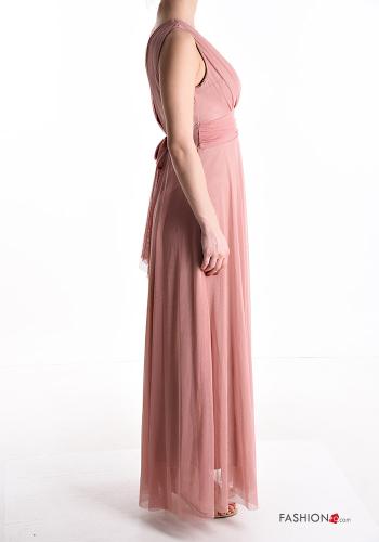 tulle long Sleeveless Dress with v-neck - ph 3