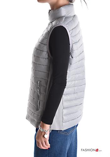 quilted Gilet Rollneck with zip with pockets - ph 3