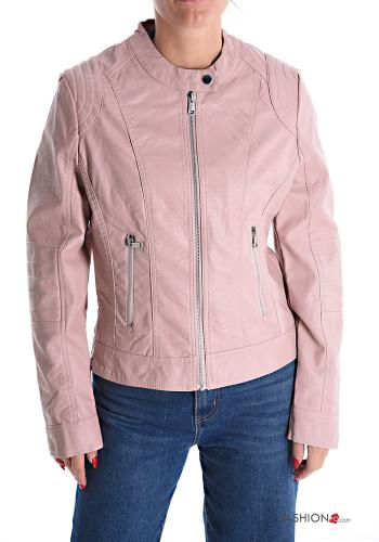 Giacca ecopelle con tasche con zip - ph 1
