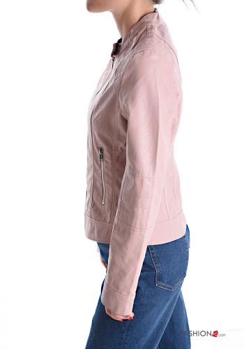 Giacca ecopelle con tasche con zip - ph 3