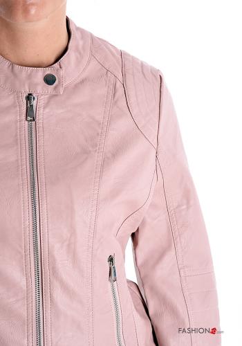 Giacca ecopelle con tasche con zip - ph 4