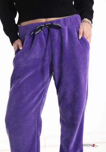 Pantalone sportivo in velluto costine con elastico con tasche con coulisse - ph 4