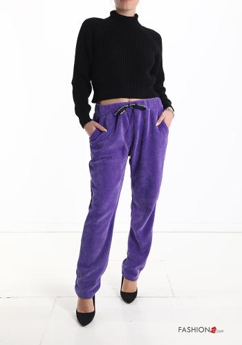 Pantalone sportivo in velluto costine con elastico con tasche con coulisse - ph 5