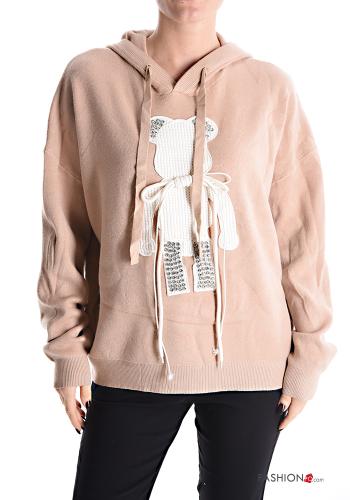 Felpa con strass con cappuccio - ph 1