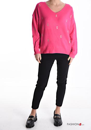 Embroidered Sweater with v-neck - ph 5