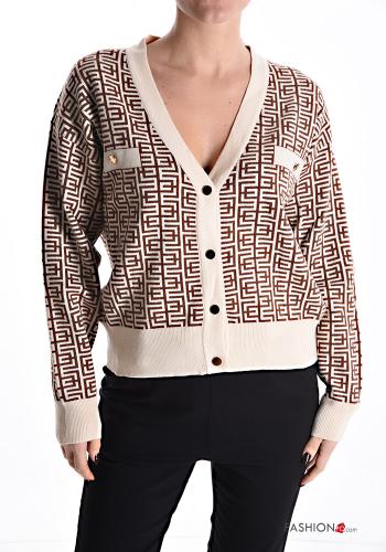 Geometrisches Muster Bolero mit Knöpfen - ph 1