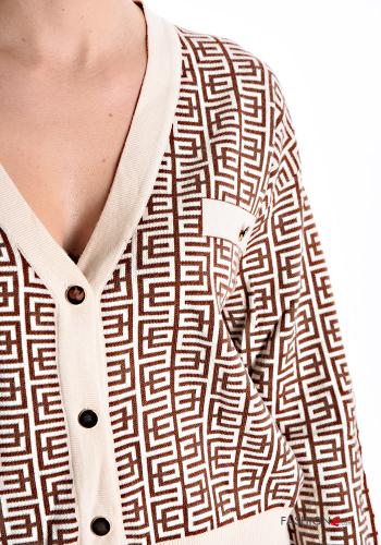 Geometrisches Muster Bolero mit Knöpfen - ph 4