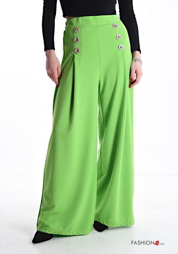 wide leg Trousers with buttons with elastic