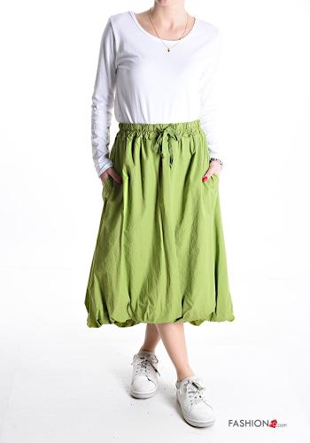 Gonna in Cotone midi asimmetrico con elastico con tasche con coulisse - ph 5