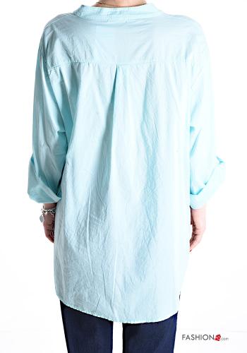 Blusa in Cotone Fantasia ricamata con bottoni maniche a tre quarti - ph 2
