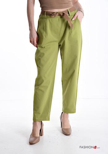 Cotton Trousers with elastic with sash with pockets