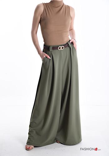 Pantalone lungo oversize wide leg con cintura con tasche - ph 5