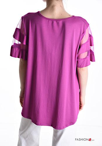 T-shirt manga em tule manga curta gola redonda - ph 2