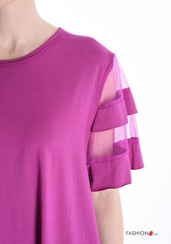 T-shirt manga em tule manga curta gola redonda - ph 4
