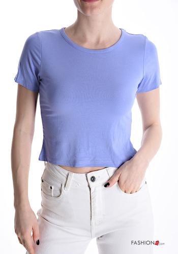 T-shirt curto manga curta gola redonda