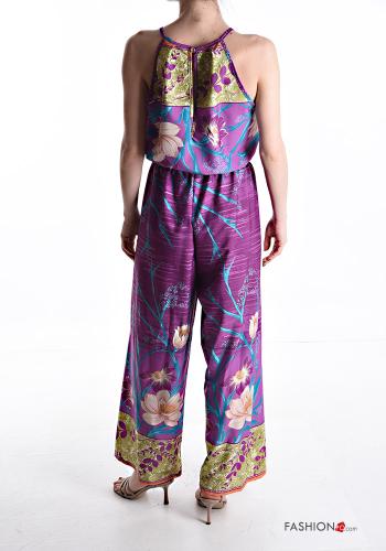 Jumpsuit senza maniche girocollo Fantasia floreale con cintura in stoffa - ph 2