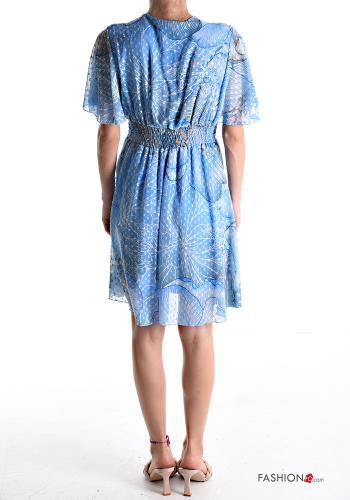 Floral short sleeve knee-length ruffle sleeve Dress with v-neck with lining - ph 2