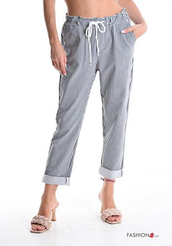 Streifenmuster Hose mit Taschen mit kordelzug - ph 1