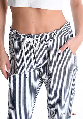 Streifenmuster Hose mit Taschen mit kordelzug - ph 4
