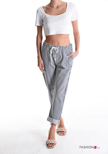 Streifenmuster Hose mit Taschen mit kordelzug - ph 5