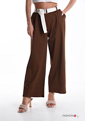 Cotton Trousers with belt with elastic with pockets - ph 1
