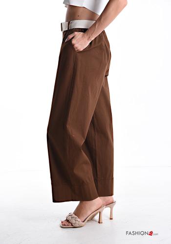 Cotton Trousers with belt with elastic with pockets - ph 3