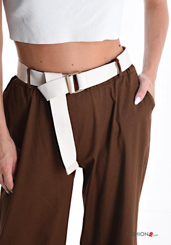 Cotton Trousers with belt with elastic with pockets - ph 4