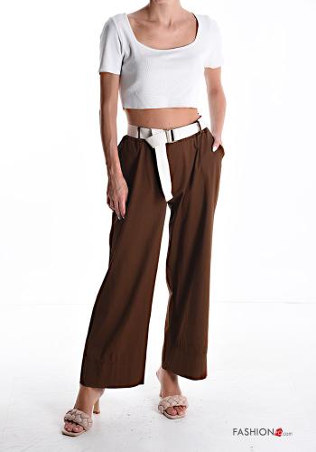 Cotton Trousers with belt with elastic with pockets - ph 5