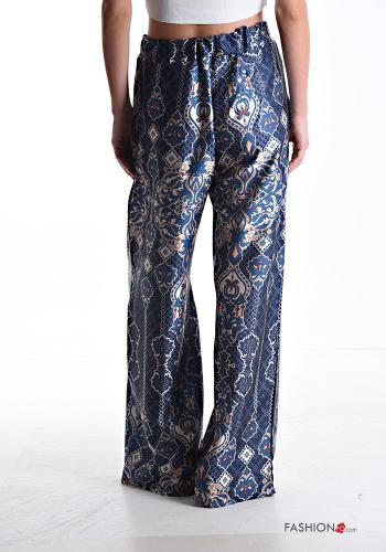 Graphic Print wide leg Trousers with pockets with elastic - ph 2