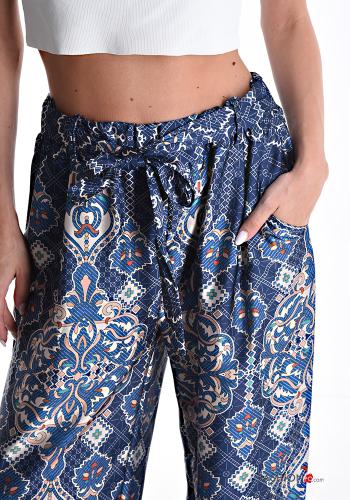 Graphic Print wide leg Trousers with pockets with elastic - ph 4