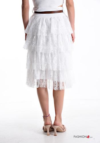 Gonna in Cotone pizzo Fantasia ricamata con elastico con cintura con balze - ph 2