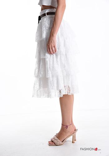 Gonna in Cotone pizzo Fantasia ricamata con elastico con cintura con balze - ph 3