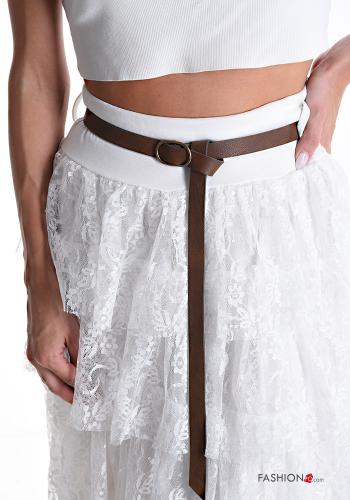 Gonna in Cotone pizzo Fantasia ricamata con elastico con cintura con balze - ph 4