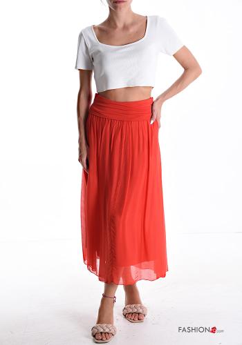 Gonna in Seta midi con fodera con elastico - ph 5