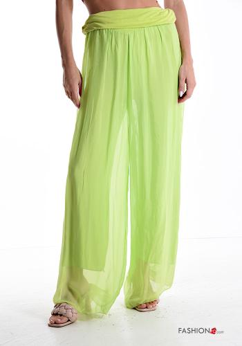 Pantalone in Seta wide leg con fodera con elastico - ph 1