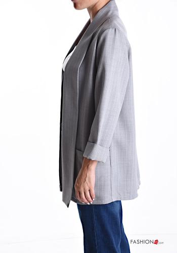 Blazer maniche lunghe Fantasia righe con tasche senza fodera - ph 3