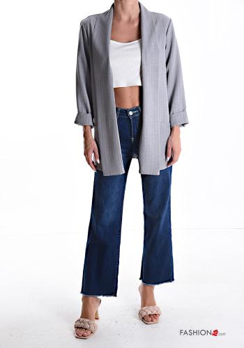 Blazer maniche lunghe Fantasia righe con tasche senza fodera - ph 5