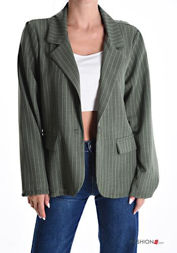 Streifenmuster lange ärmel Blazer mit Knöpfen - ph 1