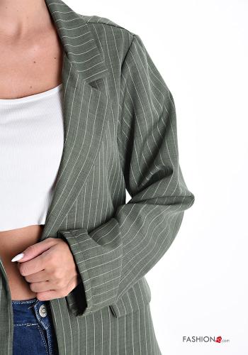 Streifenmuster lange ärmel Blazer mit Knöpfen - ph 4