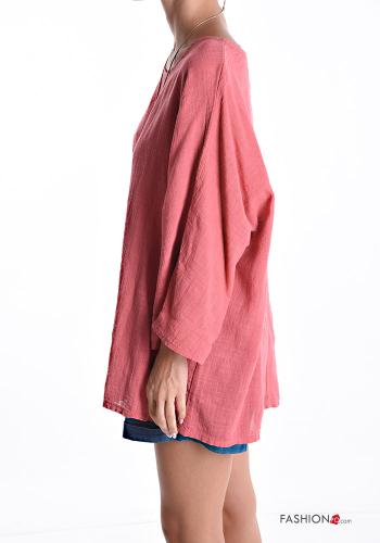 Blusa in Cotone maniche lunghe girocollo con collana - ph 3