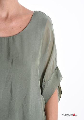 Blusa de Seda manga corta cuello redondo con forro - ph 4
